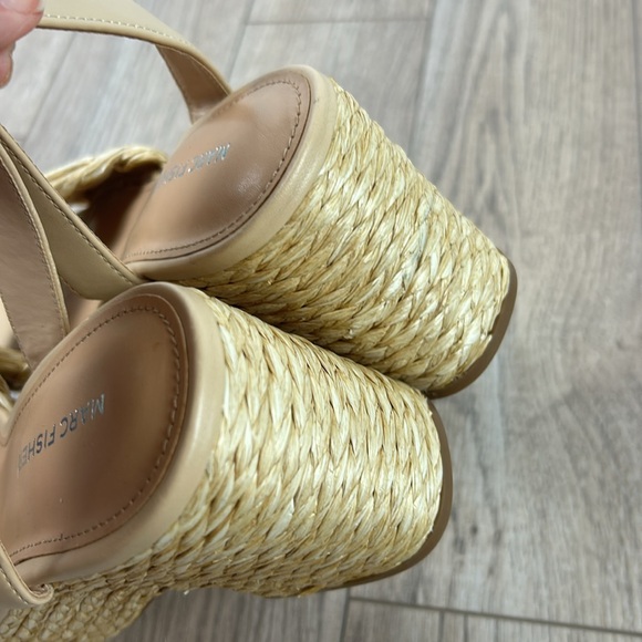 Nwot New Marc Fisher Steel Sandal BOHO Jute and Raffia Block Heel Platform - Picture 10 of 13